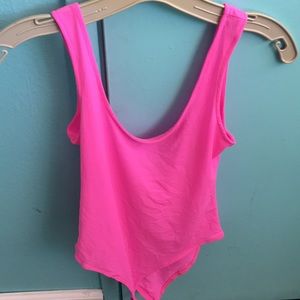 neon pink bodysuit, never worn, see through